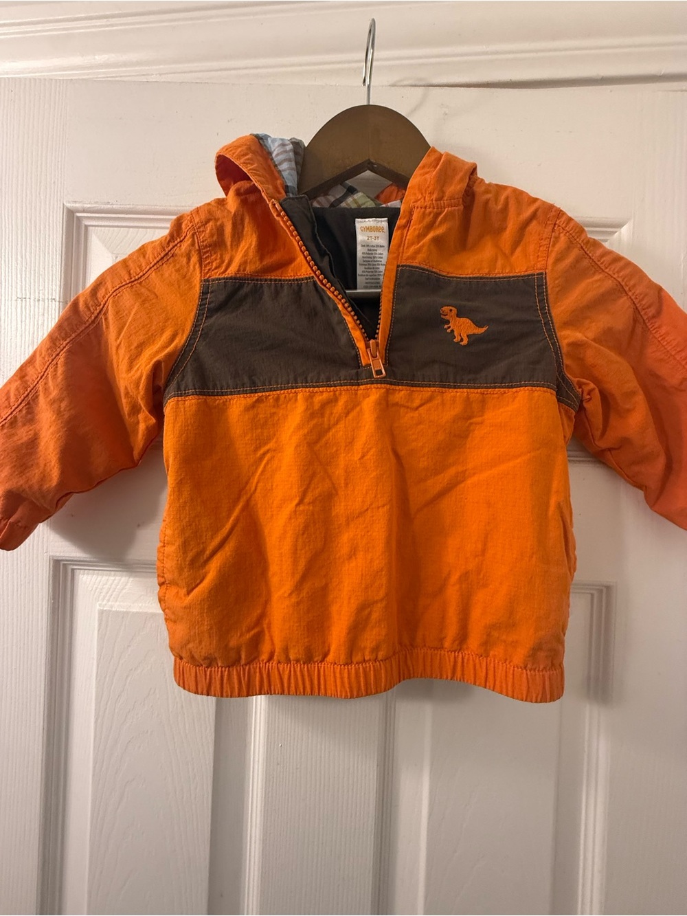 Vintage Gymboree Orange Hooded Pullover for Kids with Dinosaur Detail